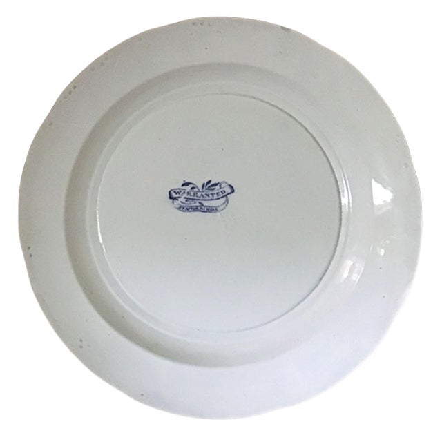 Vintage Set of 4 Pearl Stoneware Blue & White Transfer Plates by Podmore & Walker and Co. For Sale In New York - Image 6 of 7