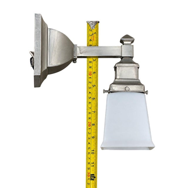Vintage Rejuvenation Modern Style Frosted Glass Wall Sconce For Sale In Pittsburgh - Image 6 of 8
