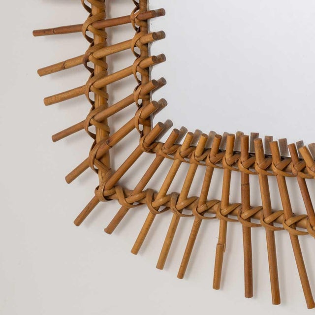 Tan 1960s French Rattan Sunburst Mirror For Sale - Image 8 of 9