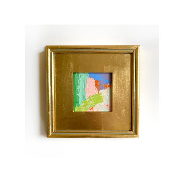 Curated Set of 4 Framed Mini Paintings in Pastel Tones For Sale In Seattle - Image 6 of 6