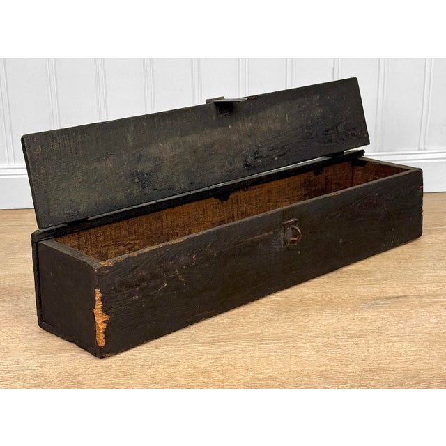 Antique 29" Farmhouse Wood Machinist Chest Tool Storage Box For Sale - Image 4 of 13