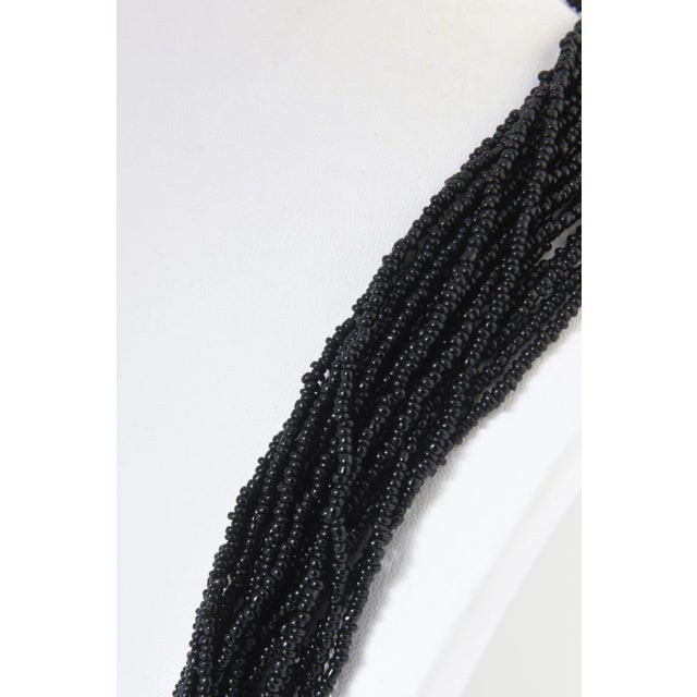 Black Long Multi-Strand Black Bead Mother of Pearl Necklace For Sale - Image 8 of 8