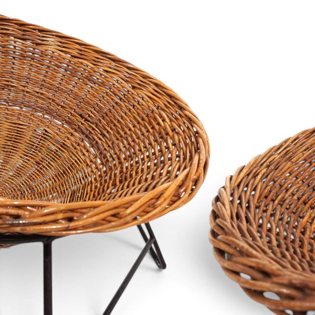 Pod Lounge Chairs in Rattan/Wicker on a Metal Frame, 1970s, Set of 2 For Sale - Image 4 of 18