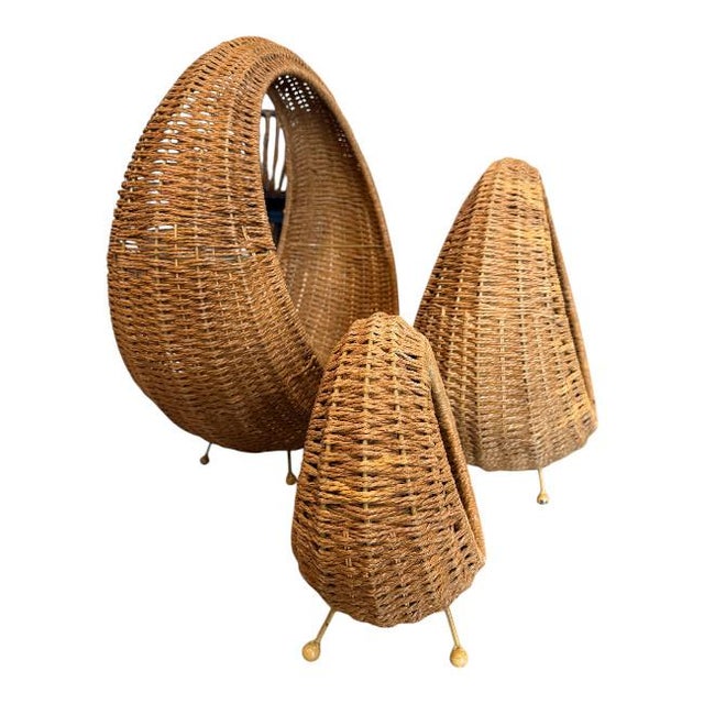 Mid Mod Circle Baskets Set For Sale In West Palm - Image 6 of 7