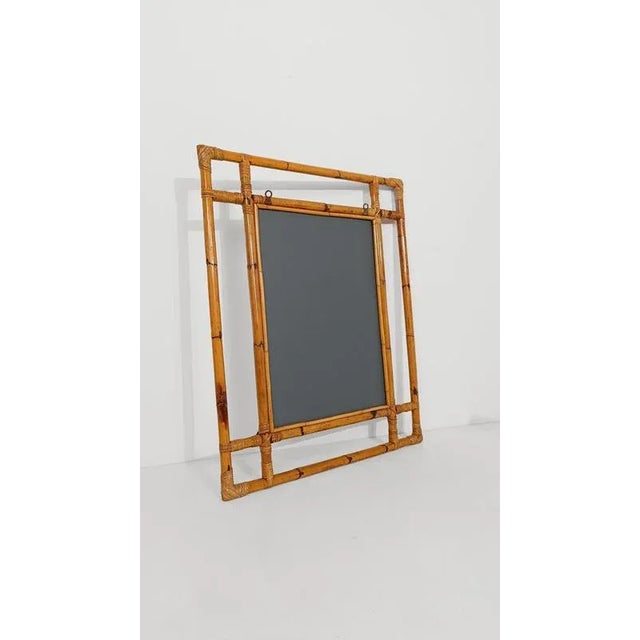 Very Large Vintage Mirror with Geometric Decor in Bamboo Cane and Rattan, Italy, 1970s For Sale - Image 10 of 14