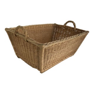 1960s French Wicker Basket 27" X 18.5" For Sale