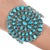 Native American 6.5" 60's-70's large Native American Sterling turquoise cluster cuff bracelet For Sale - Image 3 of 11