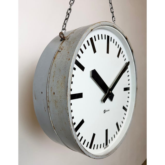 Large Industrial Double Sided Factory Clock from Simlex, 1960s For Sale - Image 6 of 18