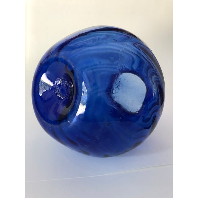 Vintage Hand Blown Cobalt Blue Ruffled Edge Vase For Sale - Image 4 of 5