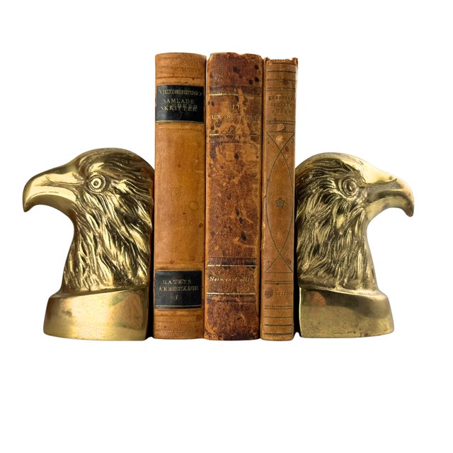 Brass Vintage Brass Bald Eagle Bookends For Sale - Image 8 of 9