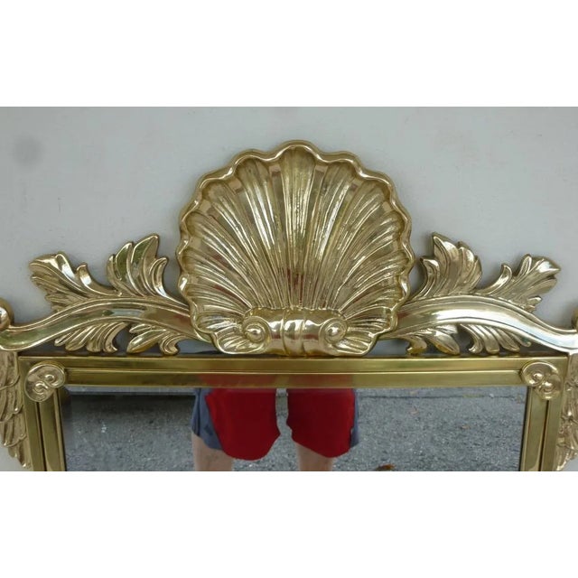 Vintage Decorative Arts Shell Pediment Brass / Bronze Mirror For Sale - Image 4 of 8