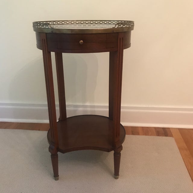 20th Century Traditional Marble Top Cherry Side Table Chairish
