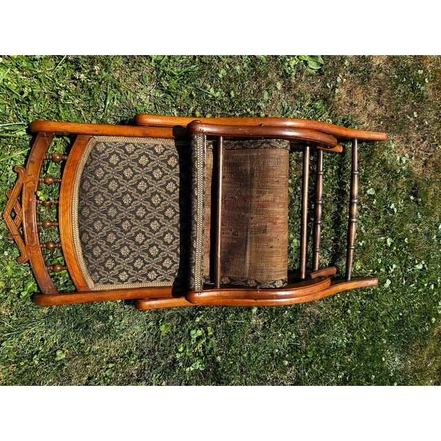 Late 19th Century Eastlake Victorian Tapestry Folding Chair Civil War Era For Sale - Image 9 of 10