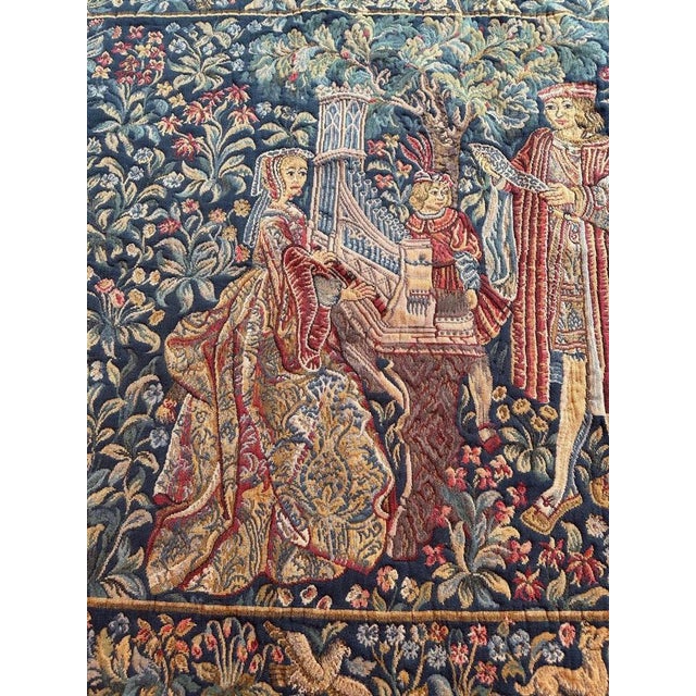 Vintage Aubusson Style Jaquar Tapestry with Medieval Museum Design, 1970s For Sale - Image 3 of 18