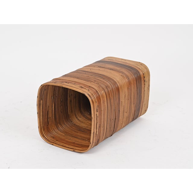 Wood Italian Organic Curved Rattan Umbrella Stand by Franco Albini for Vivai Del Sud, 1970s For Sale - Image 7 of 10