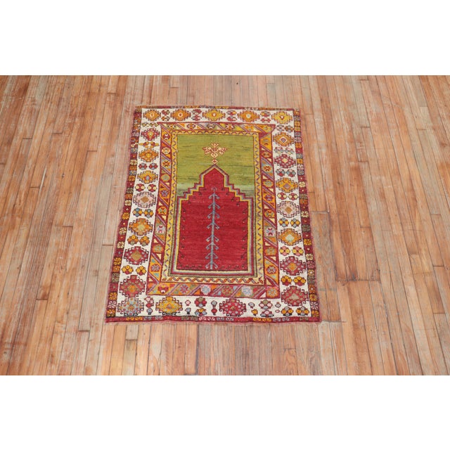 1940s Colorful Turkish Prayer Niche Rug - 3'3" x 5'8" For Sale - Image 17 of 18