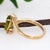 Metal Bypass Shank 2.1cts Peridot Solitaire Ring in Solid 14k Yellow Gold | Cu 9x7mm, Size 6.75 For Sale - Image 7 of 7