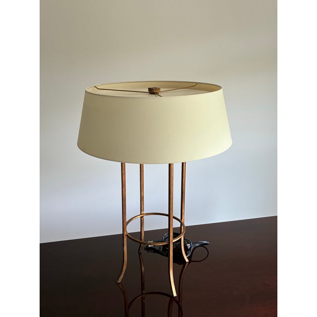 Contemporary Late 20th Century Pair of Baker Milling Road Gold Cage Table Lamps For Sale - Image 3 of 5