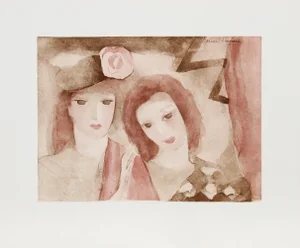 Circa 1960s Marie Laurencin Etching - Two Women