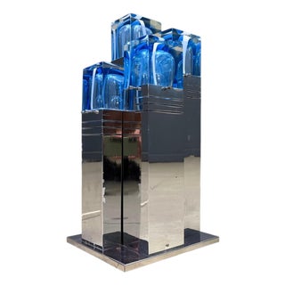 Vintage Cubic Table Lamp by Gaetano Sciolari, 1970s For Sale