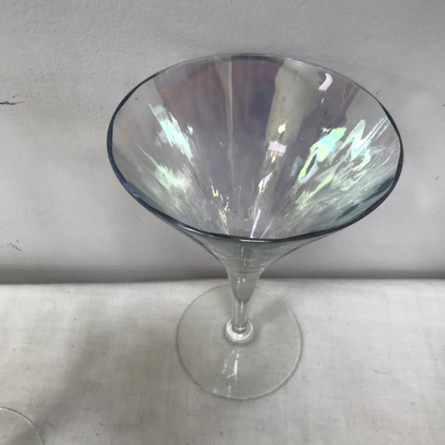Vintage Iridescent Stemmed Wine Glasses - Set of 6 For Sale - Image 4 of 6