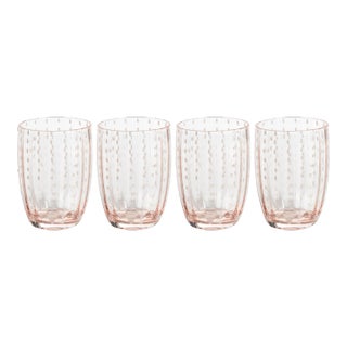 Pescara White Dot Tumbler Glasses - Pink, Set of 4 For Sale