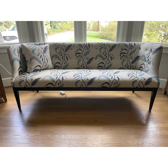 Textile Highland House Attributed 2016-72 Loren Tight Seat Bench in Maison Venu Fabric (Tuileries) For Sale - Image 7 of 9