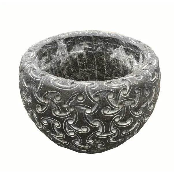 Transitional Black Carved Stone Planter For Sale - Image 3 of 3