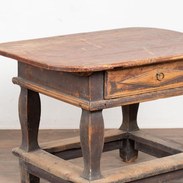 Black 19th Century Swedish Original Painted Pine Baroque Side Table With Drawer For Sale - Image 8 of 13