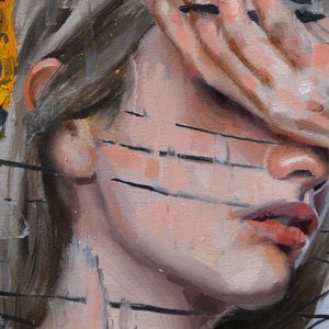 Mixed Signals by Stefan Smit | Oil on Artefex Panel Portrait of a woman with obscured face
