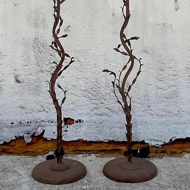 Vintage Boho Patinated Crystal Teardrop Floor Chandelier Lamps - a Pair For Sale - Image 9 of 12