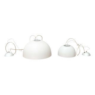 Postmodern Italian Model Gaia Glass Pendant Lamp by Luciano Cesaro for Tre Ci Luce, 1980s, Set of 2 For Sale