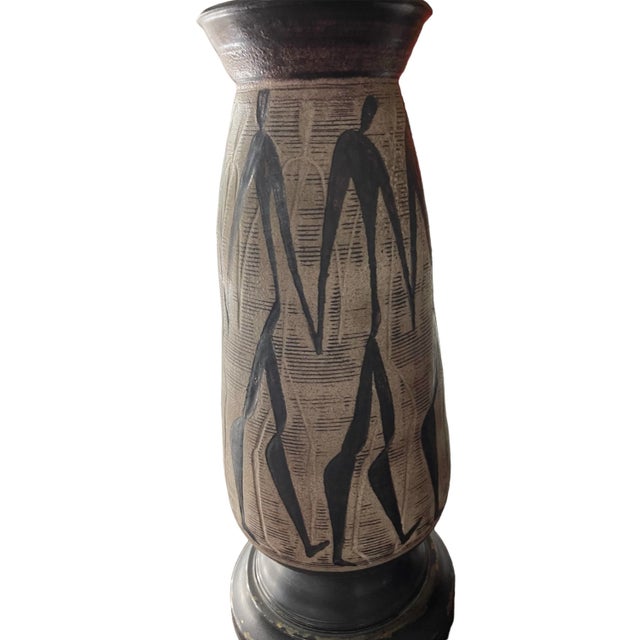 Mid-Century Modern Mid-Century Modern Art Pottery Dancing Figures Table Lamp For Sale - Image 3 of 12