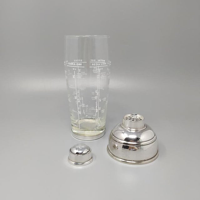 Mid-Century Modern Italian Silver-Plated and Glass Recipe Cocktail Shaker by Olri, 1950s For Sale - Image 4 of 8