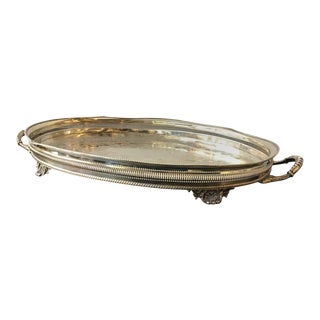 1920s Silver Plate Tray with Gallery For Sale