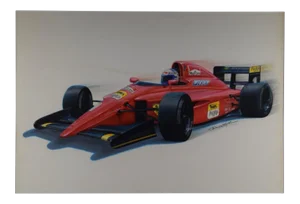 Contemporary "Ferrari F1 Race Car" Mixed-Media Drawing by Dave Blyth, Framed