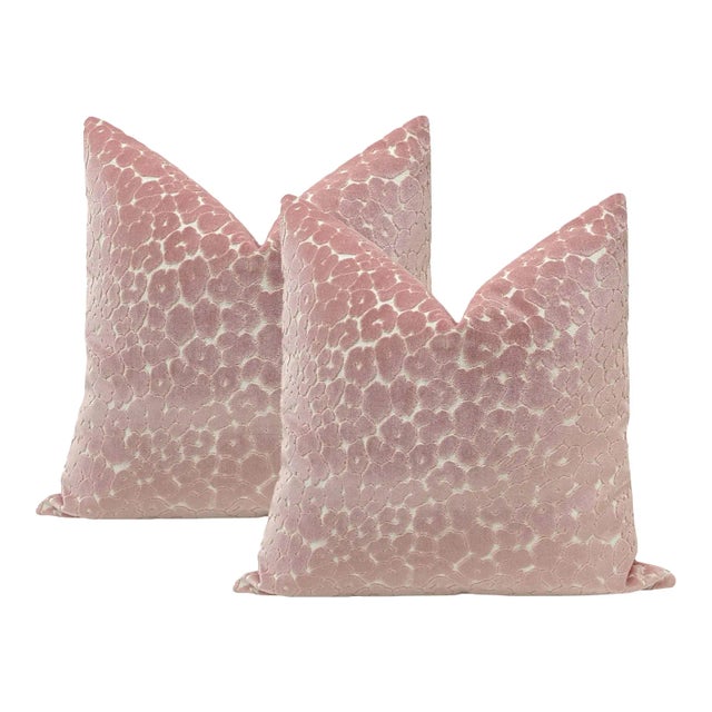 Not Yet Made - Made To Order 20" Pink Peony Leopard Cut Velvet Pillows - a Pair For Sale - Image 5 of 5