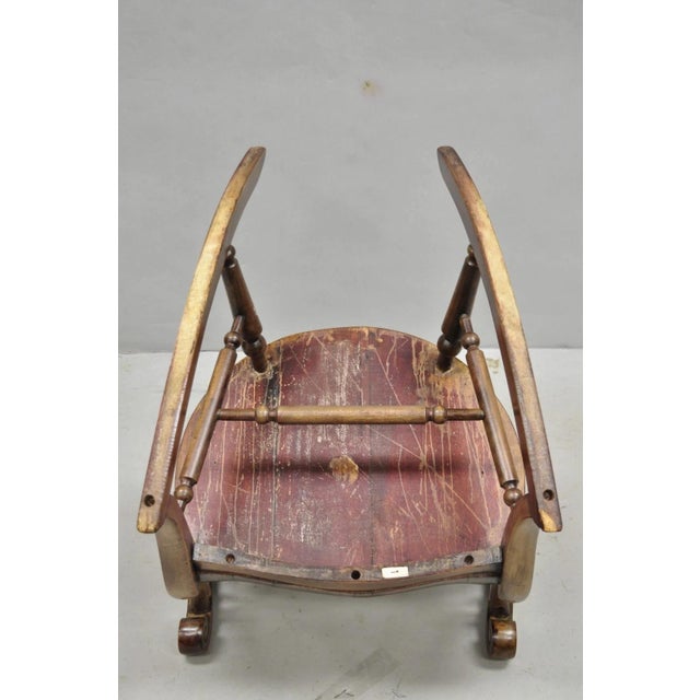 Antique American Victorian Carved Walnut Spindle Back Rocker Rocking Chair For Sale - Image 16 of 17
