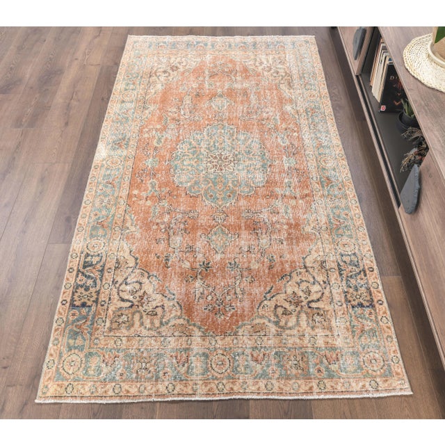 Vintage Turkish Hand-Knotted Rug is a semi-Vintage rug. '70s Eastern region of Turkey's unique rug is perfectly hand-...