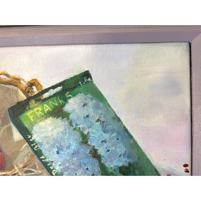 Early 21st Century Original Framed and Signed Painting on Canvas of 'Hyacinth Bulbs in a Basket' For Sale - Image 5 of 12
