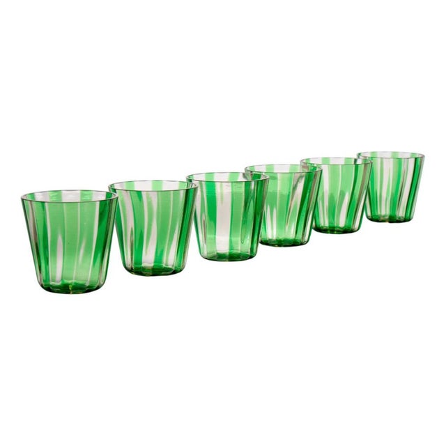 Green Italian Crystal Glasses by Mariana Iskra, 2004, Set of 6 For Sale - Image 8 of 8