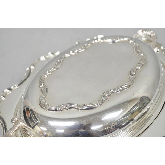 Victorian Vintage Victorian Style Silver Plated Covered Vegetable Serving Dish Platter For Sale - Image 3 of 14