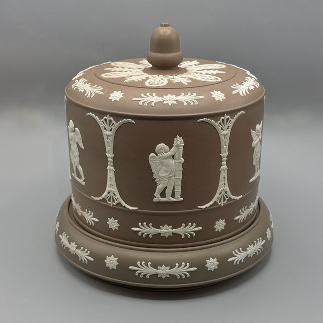 Large Antique Stilton Cheese Dome and Stand from Adams Brown Jasperware, England, 1880s, Set of 2 For Sale - Image 3 of 18