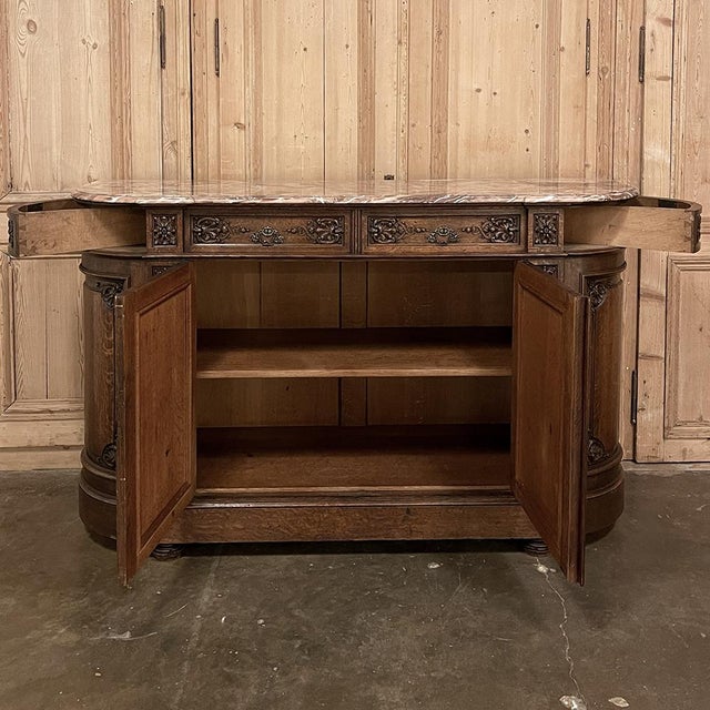 Chestnut 19th Century French Louis XIV Marble Top Buffet For Sale - Image 8 of 18