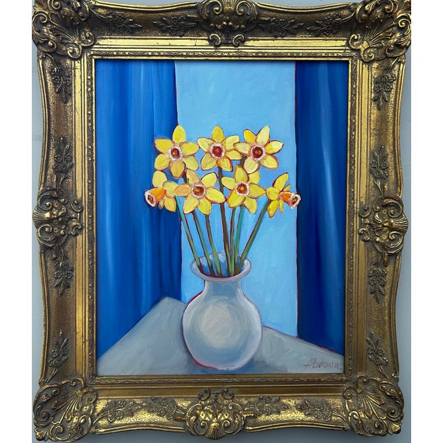 Original 16 x 20 painting on canvas overall size with vintage frame is 21.5 x 25.5 signed bottom right