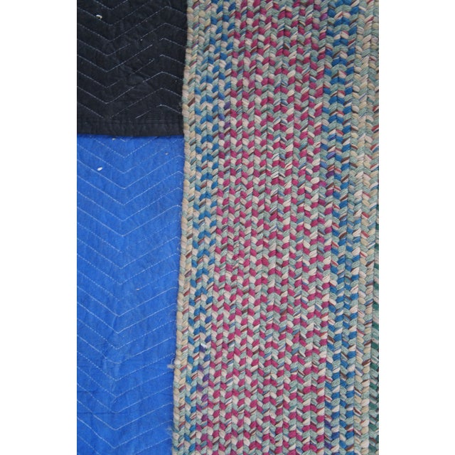 Vintage Woven Braided Geometric Oval Area Rug Runner Mat 84" For Sale - Image 14 of 14