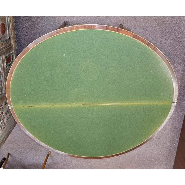 Brown 18th Century Georgian Hand Painted Demi-Lune Game Table For Sale - Image 8 of 17
