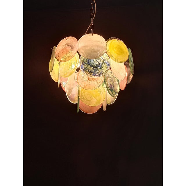 Vintage Alabaster Murano Glass Disc Chandelier, Italy, 1981 For Sale - Image 10 of 11