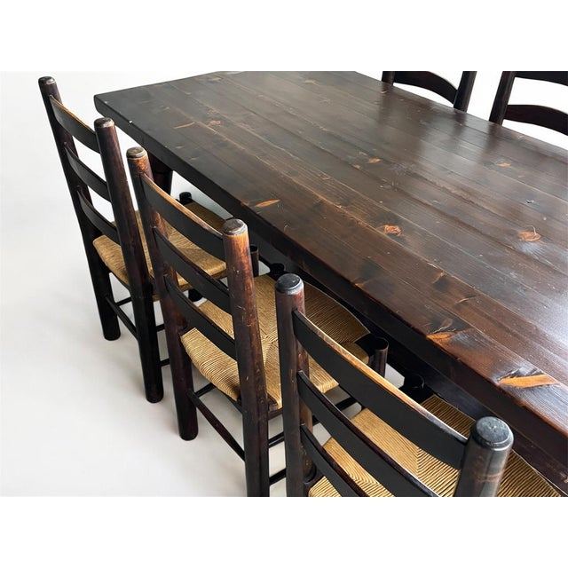 Vintage Brutalist Table and Chairs by Georges Robert, 1960s, Set of 7 For Sale - Image 13 of 18