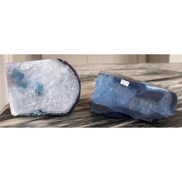 Contemporary Vintage Natural Agate Book Ends Made in Brazil - a Pair For Sale - Image 3 of 12